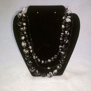 Chunky Black & Grey Beaded Necklace